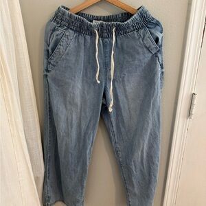 Casual Light Blue Drawstring Pants